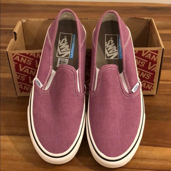 mauve slip on vans